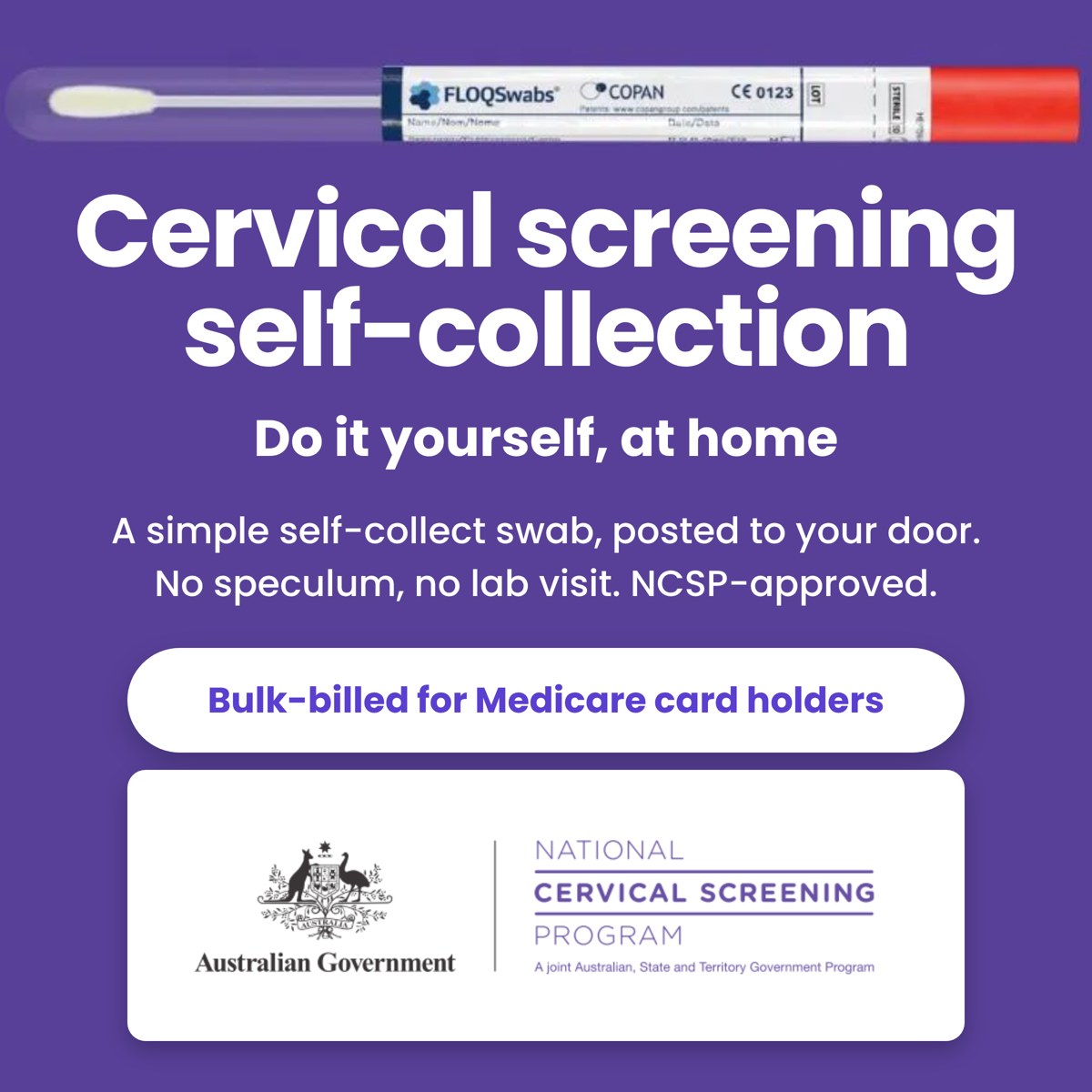 Cervical screening self-collection, bulk-billed for Medicare card holders