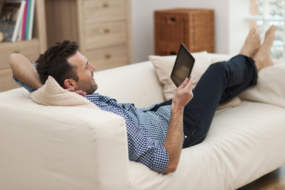A person reviewing their health information calmly at home