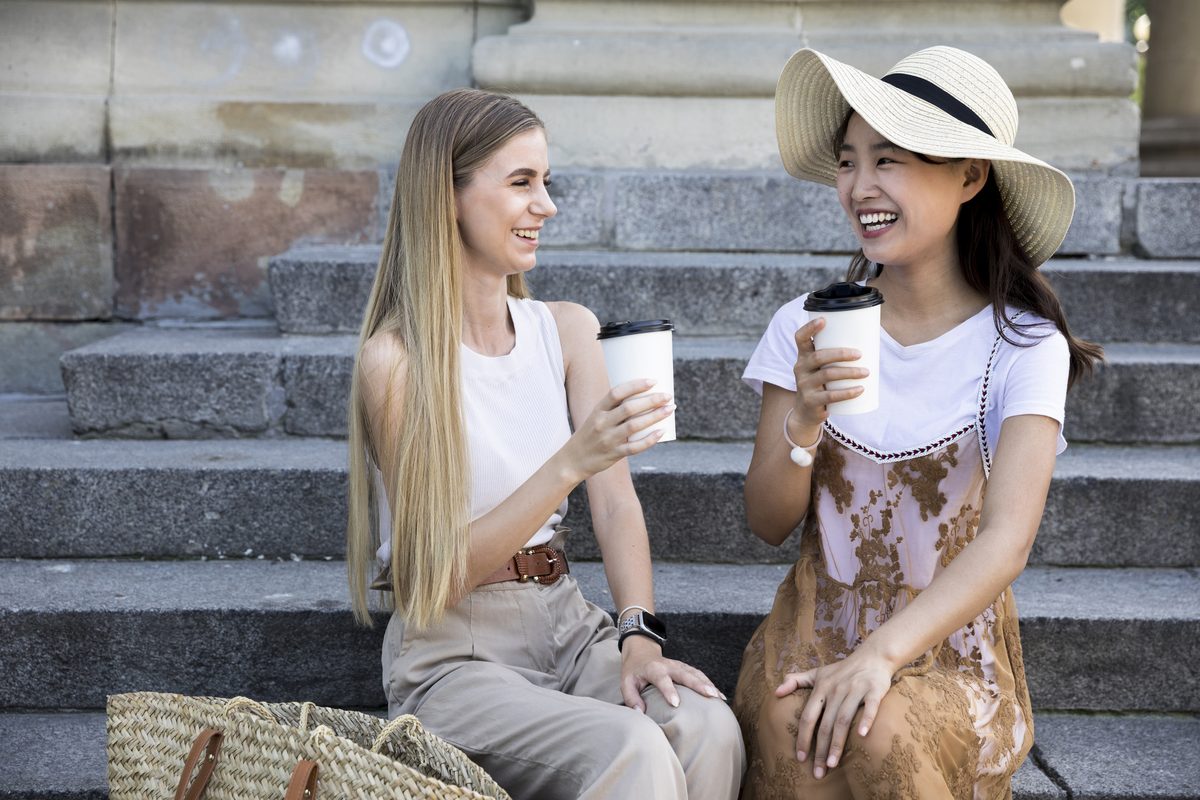 Two people talking openly and comfortably together